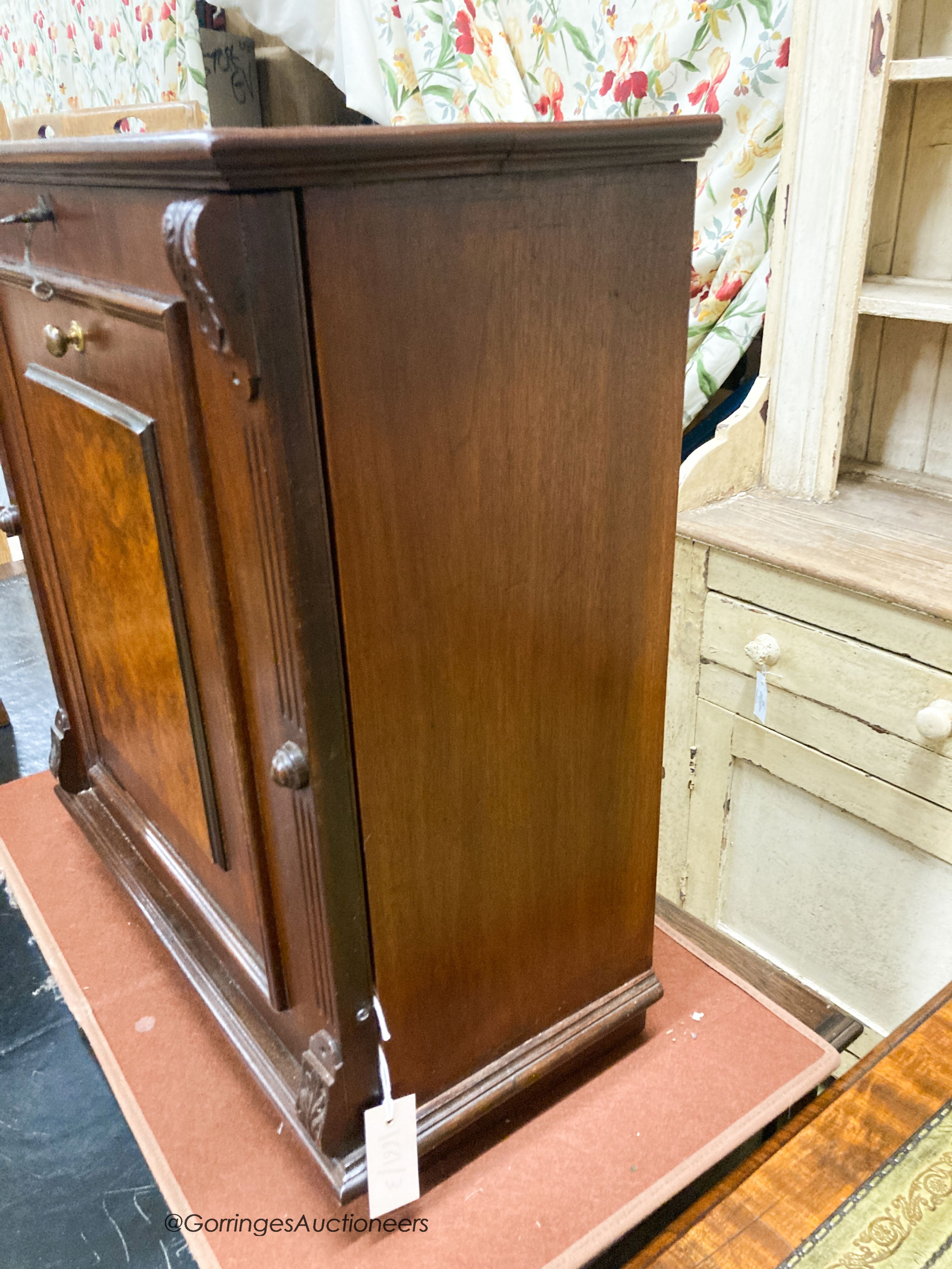 A late 19th century French oak and walnut fall front collector's cabinet, W.59cm D.29cm H.65cm